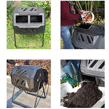 Kitchen Compost Bin, 42 Gallons Large Capacity Composter, Dual Chamber Outdoor Garden Compost Bin Heavy Duty, UV Protected Turning Barrel Tumbling Composter,Indoor Compost Bin with Lid