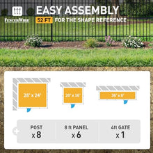 Fencer Wire 52FT Heavy Duty Flat Top Fence Barrier Kit, Anti-Rust Metal Steel Fence with 5FT Height X 8FT Width Panels, with Decorative Gate, Posts, Connectors, Outdoor Fencing for Yard