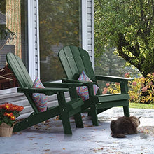 YEFU Foldable Oversized Adirondack Chair Set of 4 with Cup Holder, Weather Resistant, Green