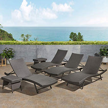 Great Deal Furniture Outdoor 6 Piece Wicker Chaise Lounge Set Grey