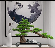Bonsai Tree Chinese Simulation Bonsai Plant Welcome Pine Decoration Porch Living Room Hotel Office Decoration for Garden Decoration and Desktop Display (Green)