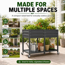 EXPEAK Galvanized Raised Garden Bed 6x2x3 ft, Elevated Metal Garden Bed with Lockable Wheels & Lower Storage Shelf, Planter Raised Beds for Vegetables, Herbs & Flowers, Gray