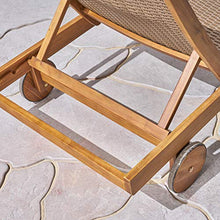 Great Deal Furniture Outdoor Wicker and Wood Chaise Lounge Set of 4 Brown Teak Finish
