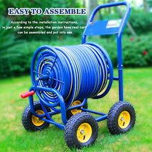Hose Reel Cart Water Hose Cart for Outside Heavy Duty Iron Garden Trolley, Portable Hose Cart with Rollers, Household Water Pipe Storage Rack, Can Accommodate 40-100m (Color : Blue-DN20, Size : Hose