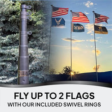 Service First 25FT Flagpole Kit Freedom Edition Black Telescoping for Outside House In Ground - Anti Tangle Swivel Ring Design - 100MPH Wind Tested with Single Flag