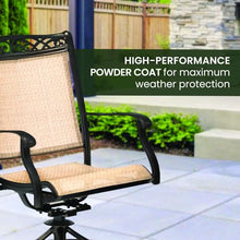 Hanover Fontana 7-Piece Patio Dining Set Rust Resistant Aluminum Outdoor Dining Set for 6 with Swivel Rockers and Tile-Top Table Tan