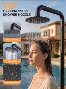 WCQQ 316 Stainless Steel Outdoor Freestanding Shower,Matte Black