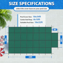 iCOVER Inground Pool Safety Cover, Fits 16x32ft Rectangular Pools with 4x8ft Center End Step, Winter Pool Covers for Inground Pools, Safety Pool Covers, Triple Stitched High Strength, Green