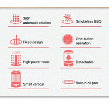Electric BBQ Kebab Grill Machine Automatic Rotating Barbecue Smokeless Oven Rotisserie Roast Domestic Lamb Skewers Heating Stove(Onecolor)