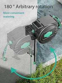 Hose Reel, Wall Mounted Automatic Retractable Telescoping Hose, 180° Rotating Bracket, Storage Hose Cart, Ideal for Garden Watering (17m)