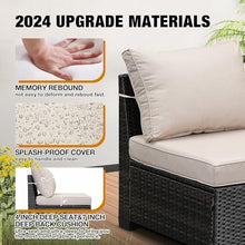 HTERWQEA 7-Piece Outdoor Patio Furniture Set, Sectional Sofas with Cushions & Glass Coffee Table, Comfortable Conversation Set for Garden or Porch