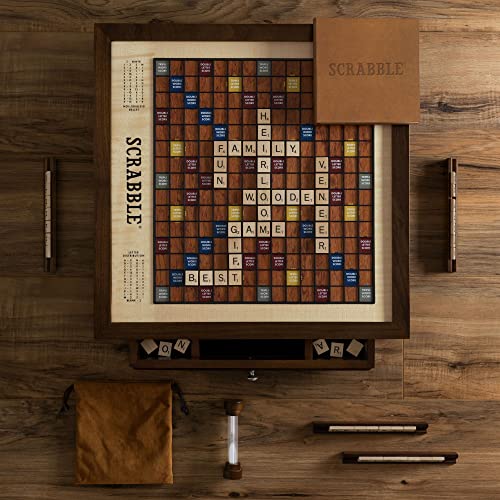 WS Game Company Scrabble Heirloom Edition Rotating Walnut Cabinet Multicolor