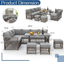 HTERWQEA 7 Pieces Wicker Patio Furniture Set, Outdoor PE Rattan Sectional Sofa Couch with Table, Patio Conversation Set for Backyard, Deck, Garden, Porch, Outdoor Couch