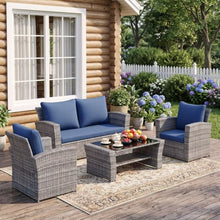 Wisteria Lane 4 Piece Outdoor Wicker Patio Furniture Set for All Weather