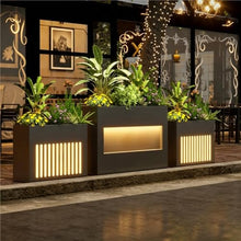 YUHUAWF Garden Bench Solar Powered Luminous Planter Box Landscape Flower Planter Box with Bench