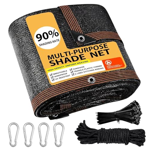 PFGDFSX 90% Black Shade Cloth - Shade Netting Sun Shade Cover with Grommets for Cars, Dogs, Outdoor, RV, Patio (14x72FT)