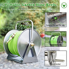 Garden hose reels Hose Reels,Washer Reel, Hose Reel Cart Water Hose Reel Cart Stainless Steel Durable Hose Cart, Wall-Mounted Pipe Storage Rack, Garden Watering Tool, Easy to Install(Hose Cart+30m Pip