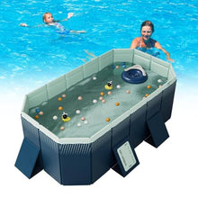 FANYING Large Outdoor Folding Rectangular Summer Pools, Above Ground Pool Comes, Non-Inflatable Pool, for Outdoor Garden,Blue,210cm