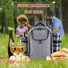 Picnic Backpack with Blanket Soft Cooler Compartment Bottle Holder Waterproof Picnic Bag for Outdoor Hiking Backpacking Traveling