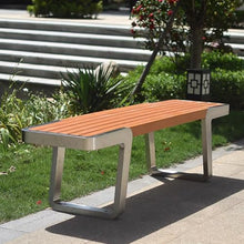 Sunyongfly Outdoor Garden Bench,Park Bench,Wooden seat,Stainless Steel Bench, for Squares, Parks, and Residential Areas(Size:160CM)