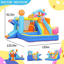 Doctor Dolphin Pink Inflatable Bounce House with Double Slide for Kids 2-12