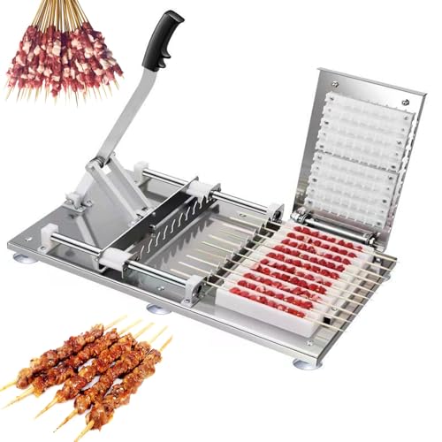 10 Holes Manual Mutton Kebab Machine, Stainless Steel BBQ Skewer String Making Machine, for Skewer Length: Under 35 Cm, for Vegetable Barbecue Skewer Outdoor Picnic Camping