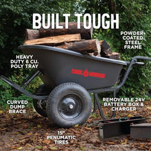 Chore Warrior Electric Wheelbarrow Utility Cart 350 lbs Capacity 6 Cu FT Black