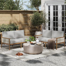 Nathan James Kayden Bohemian Wood Loveseat Sofa Light Brown Wood/Rope/Light Gray
