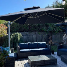 OROTLECT 12FT Double Top Square Deluxe Cantilever Umbrella With Base And Umbrella Cover,Gray