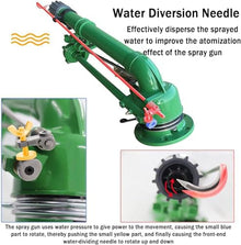 Lawn Sprinkler Spray with Bracket, Farm Irrigation Sprinkler On Tripod Base, 360 Adjustable Heavy-Duty Metal Impulse Large Area Sprinkler, 2" Lawn Sprinkler, for Farmland, Farm, Industrial Dust Remov