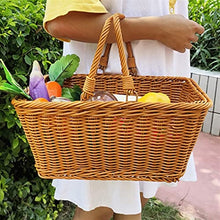 Small Picnic Basket Handmade Imitation Rattan Picnic Basket with Handle Camping Picnic Willow Weaving Storage Hamper Outdoor Fruit Holder (Color : 2) (1)