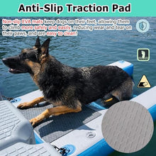 MZZKFC Pet Dock Platform for Pool, Inflatable & Reusable Dog Floating Ladder with EVA Anti Slip Pad & 3D Steps & Pump, Portable Foldable Dog Water Ramp 150cm, Load 105kg(Black,Piece of 4)