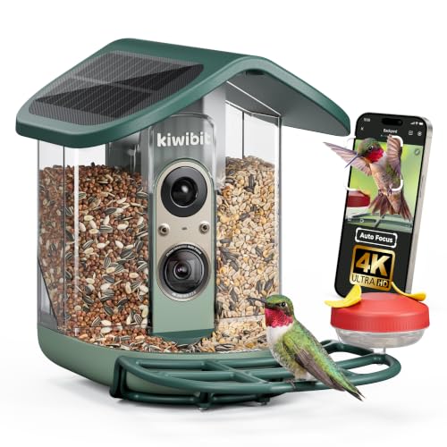 Solar Bird Feeder with Camera, 4K Auto Focus, Kiwibit Bird Feeder 2 Pro