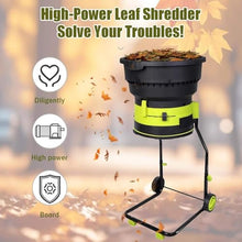 Electric Leaf Mulcher Garden Shredder, 2500W Compost Shredder Leaf Crusher with Wheels, Leaf Rake, Storage Bag, 8000rpm Chippers with 54cm Funnel Diameter for Yard Cleanup, Composting NoPowerCord