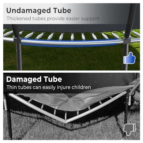 Lyromix 16FT Pumpkin Trampoline with Sprinkler & Basketball Hoop Navy Blue