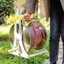 JTYMZYY Metal Heavy Duty Wall/Floor Mounted Hose Reel Cart Water Pipe Storage Holder with Hose Connector, Lawn & Garden Watering Equipment (Rack+20mHose)