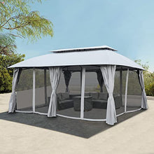 Grand Patio 13'x20' Gray Gazebo with Double Vent Canopy, Privacy Curtains, and Netting
