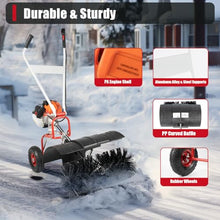 Gas Handheld Sweeper, 52cc 2 Stroke Walk-Behind Outdoor Hand Push Sweeper, 2.5HP Artificial Turf Sweeper Snow Sweeper for Leaf Snow Artificial Turf Grass Gravel Cleaning
