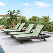 Merax Acacia Wood Chaise Lounge Chair Outdoor Set of 4, Patio Recliner with 4 Position Adjustable Backrest and 1.57" Thick Double-fold Cushion