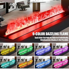 3D Water Vapor Fireplace, Atomized Fireplace with 9 Adjustable Flame Colors and 5 Brightness Levels, Stainless Steel Humidifier, Touch/App/Remote Control 120cm
