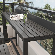 Yclty Outdoor Bar Table, Patio Pub Height Table with Anti-Fall Baffle, All-Weather Bar Height Counter Table, Narrow Dining Table for Hot Tub, Garden & Backyard(Color:Black+Black,Size:L-62.9in)