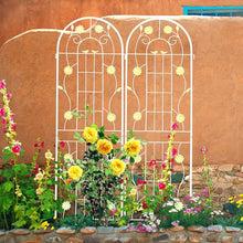 Decorative Metal Garden Trellis for Climbing Plants, Rustproof Flower Support with Bird,Leaves,Flowers,for Ivy,Rose,Morning Glory,Jasmine,Grape,Blackberry,Cucumber,Beans,Peas (Cream White,4)