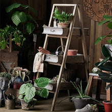 Plant Shelf For Multiple Plants Foldable Wood Flower Stand Simple Retro Storage Shelf Multifunctional Planters Flower Shelves With Drawer Plant Display Stand Wooden For Indoor Outdoor Corner