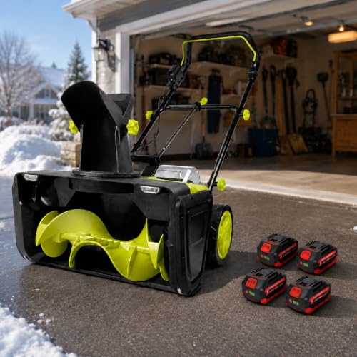 Electric Walk-behind Snow Blower,Cordless Snow Blower 4batteries