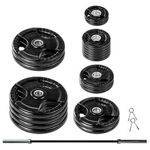 Lifeline Rubber Coated Pro Olympic Grip Weight Plate Set and Bar Black