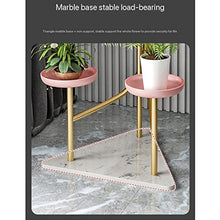 iumLeap Light Luxury Wrought Iron Flower Stand Living Room Floor-Standing Marble Minimalist Flower Pot Stand Indoor Multi-Layer Plant Display Stand, Blue