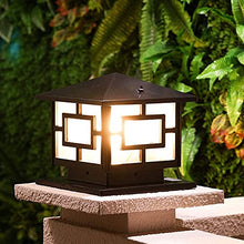 BUNCC Modern Outdoor Post Light | Black Square Pillar Lantern with Geometric Design | Waterproof IP65 Die-Cast Aluminum Column Lamp E27 Socket | for Deck Fence Gate Patio Yard Garden Decor