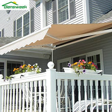 Diensweek 15'x10' Patio Awning Retractable Fully Assembled Manual Commercial Grade - Quality 100% 280G Ployester Window Door Sunshade Shelter - Deck Canopy Balcony P100 Series (14.8'x9.8', Beige)