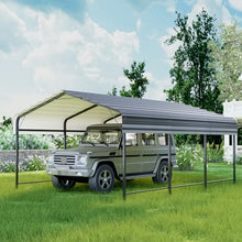 COSIEST 10'x20' Heavy Duty Metal Carport with Galvanized Steel Roof Gray