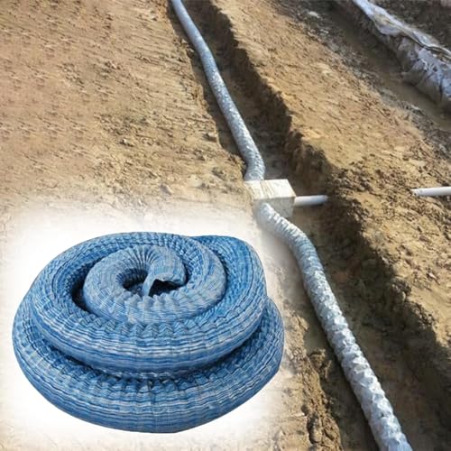 2inch French Drain Pipe Perforated- 3 10 12 25 50 100 200 300 Ft Expandable Flexible Landscape Drain Pipe, Non Woven Fabric Permeable Pipe Tube for Yard/Sidewalk/Patio(Long 22m/72.2ft)